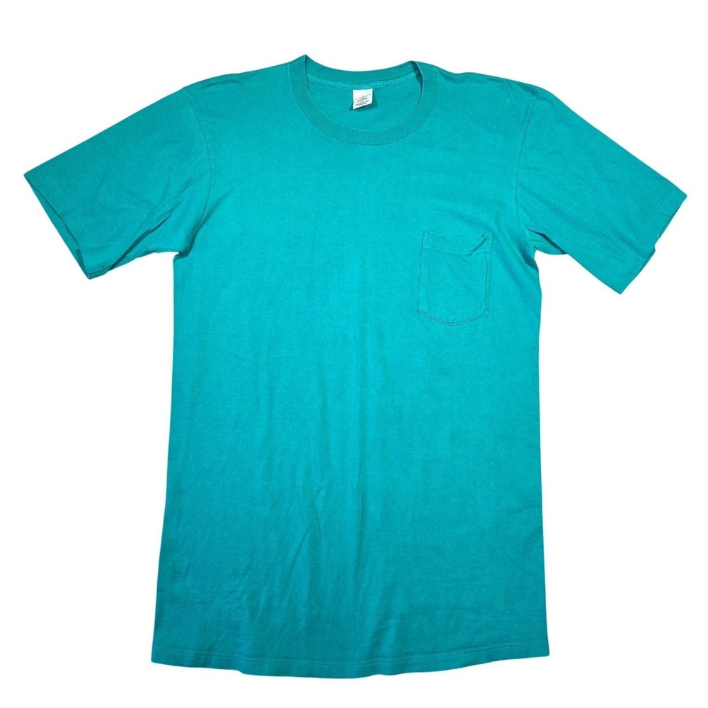 Vintage Towncraft Mens Blank Teal Pocket T-Shirt LXT Y2k Skater Baggy Grunge